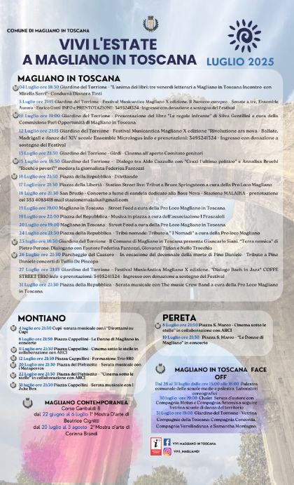 VIVI L' ESTATE A MAGLIANO IN TOSCANA   - EVENTI LUGLIO 2025