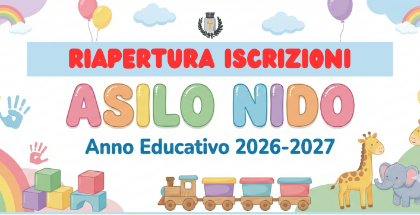 Asilo Nido: riapertura termini per la presentazione delle domande di iscrizione per l'A.E. 2026/2027