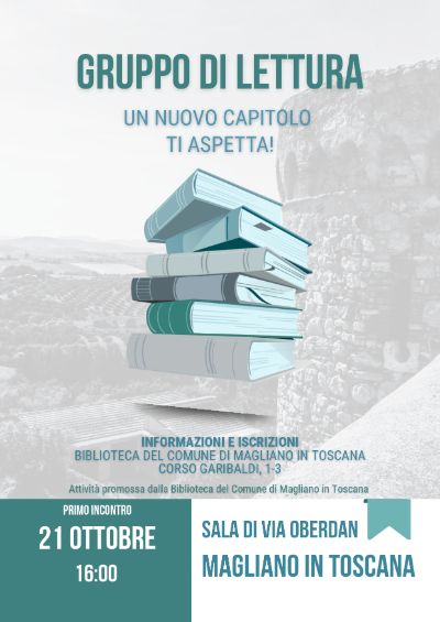 GRUPPO DI LETTURA 21 OTTOBRE 2025 ORE 16:00 - SALA DI VIA OBERDAN - MAGLIANO IN T.