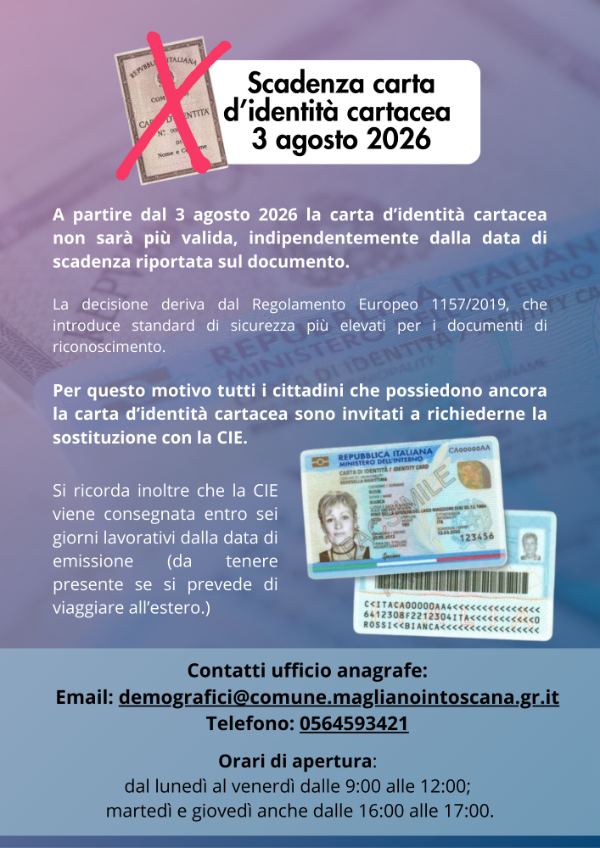 AVVISO scadenza carta d'identità cartacea